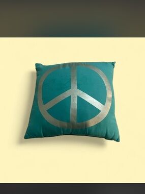Teal Peace Symbol Decorative Throw Pillow - Unbranded